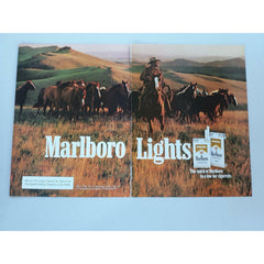 1982 Marlboro Lights 100s Filter Cigarettes Cowboy Horses Vtg Magazine Print Ad
