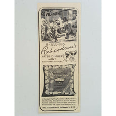 1944 Richardson's After Dinner Mints Candy Cartoon Vintage Magazine Print Ad